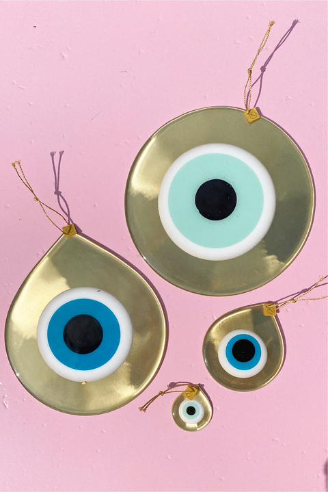 Made in Greece. Mati Drop Charm. Medium Bronze Evil Eye Charm. Greek Decor. 
