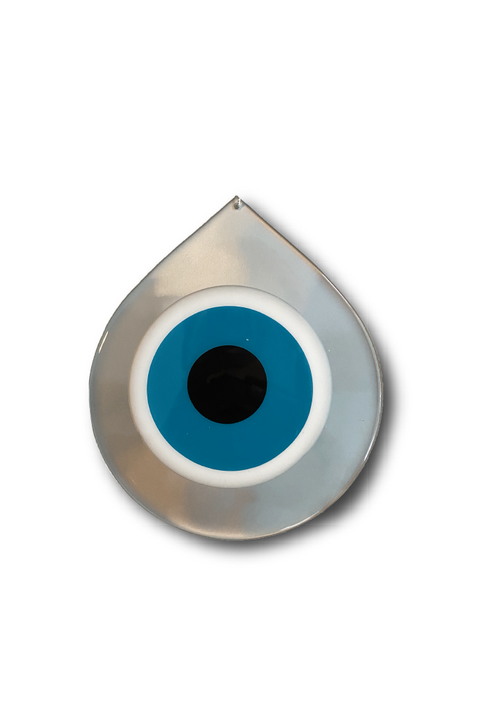 Made in Greece. Mati Drop Charm. Medium Silver Evil Eye Charm. Greek Decor. 