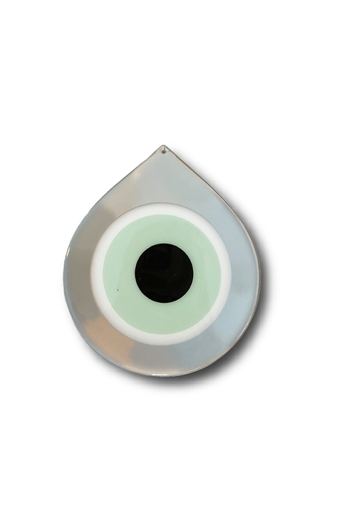 Made in Greece. Mati Drop Charm. Medium Silver Evil Eye Charm. Greek Decor. 