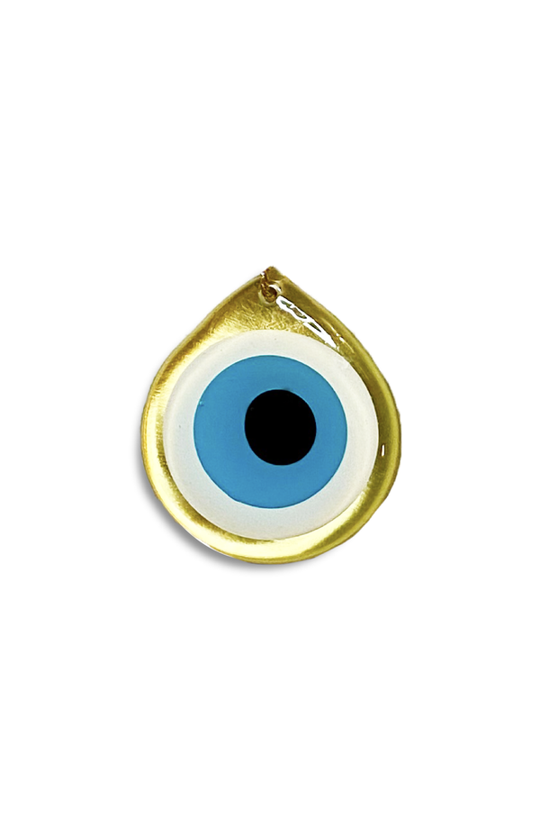 Made in Greece. Mati Drop Charm. Small Bronze Evil Eye Charm. Greek Decor. 