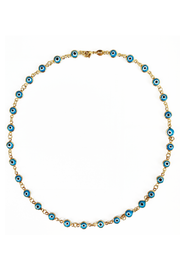Selini Classic. Gold Plated Brass. Glass Beads. Evil Eye Necklace. 