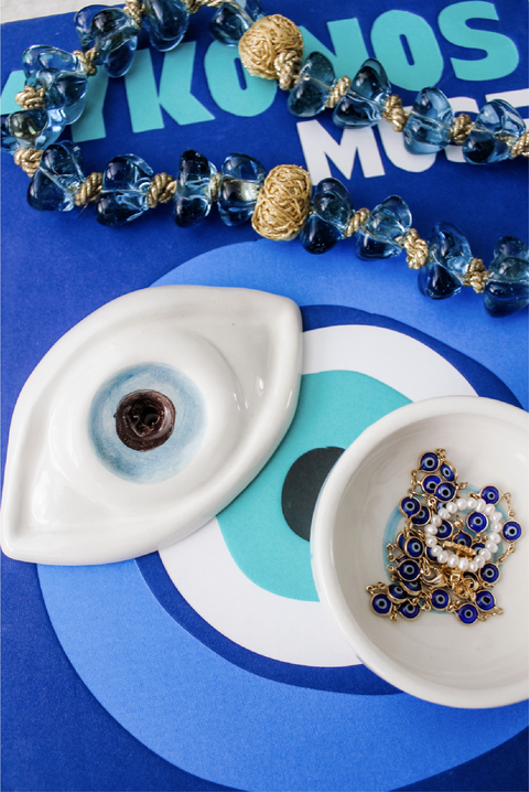 Made in Greece. Mati Paperweight. Evil Eye Paperweight. Greek Ceramics. 