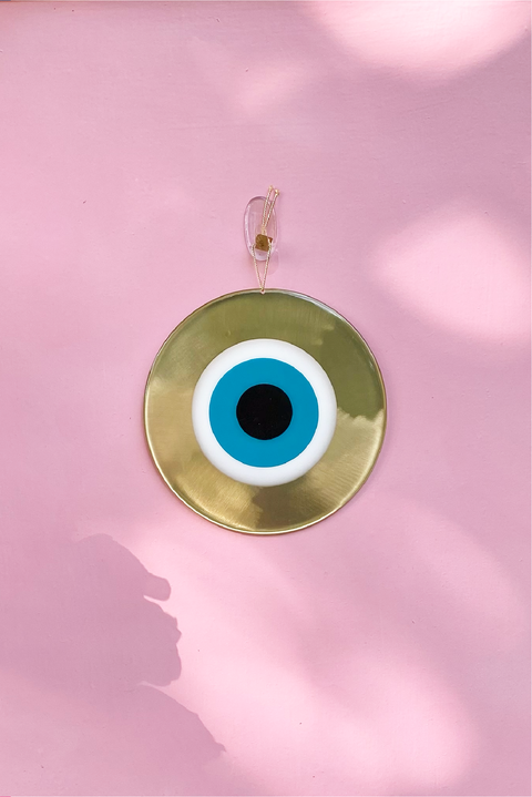 Made in Greece. Mati Round Charm. Large Bronze Evil Eye Charm. Greek Decor. 
