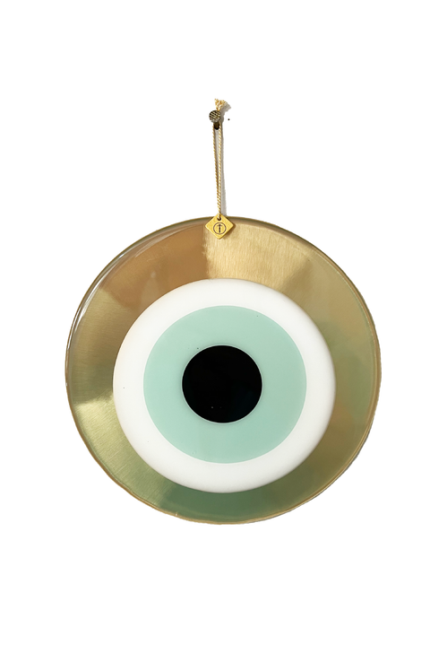 Made in Greece. Mati Round Charm. Large Bronze Evil Eye Charm. Greek Decor. 