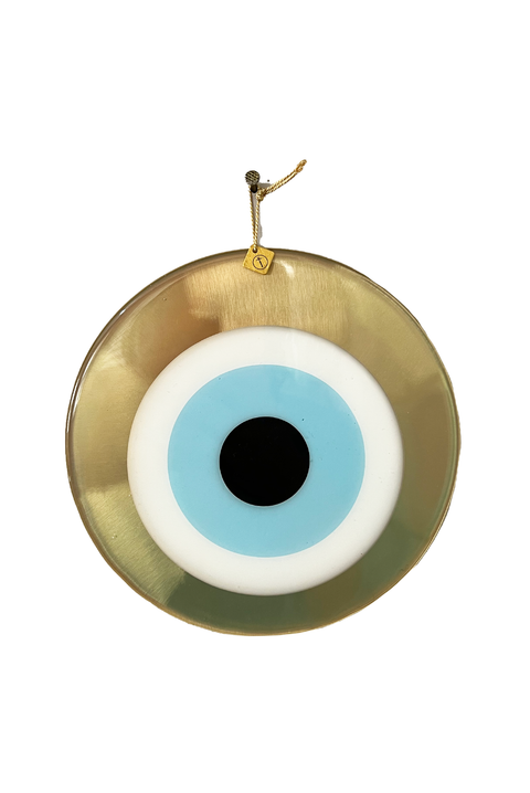 Made in Greece. Mati Round Charm. Large Bronze Evil Eye Charm. Greek Decor. 