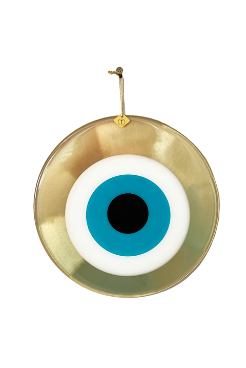 Made in Greece. Mati Round Charm. Large Bronze Evil Eye Charm. Greek Decor. 