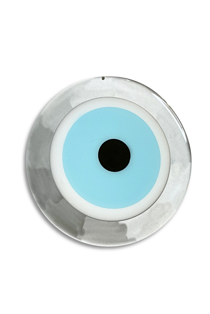 Mati Round Charm - Large Silver made by Greek brand Bord De L'eau, sold by Selini.