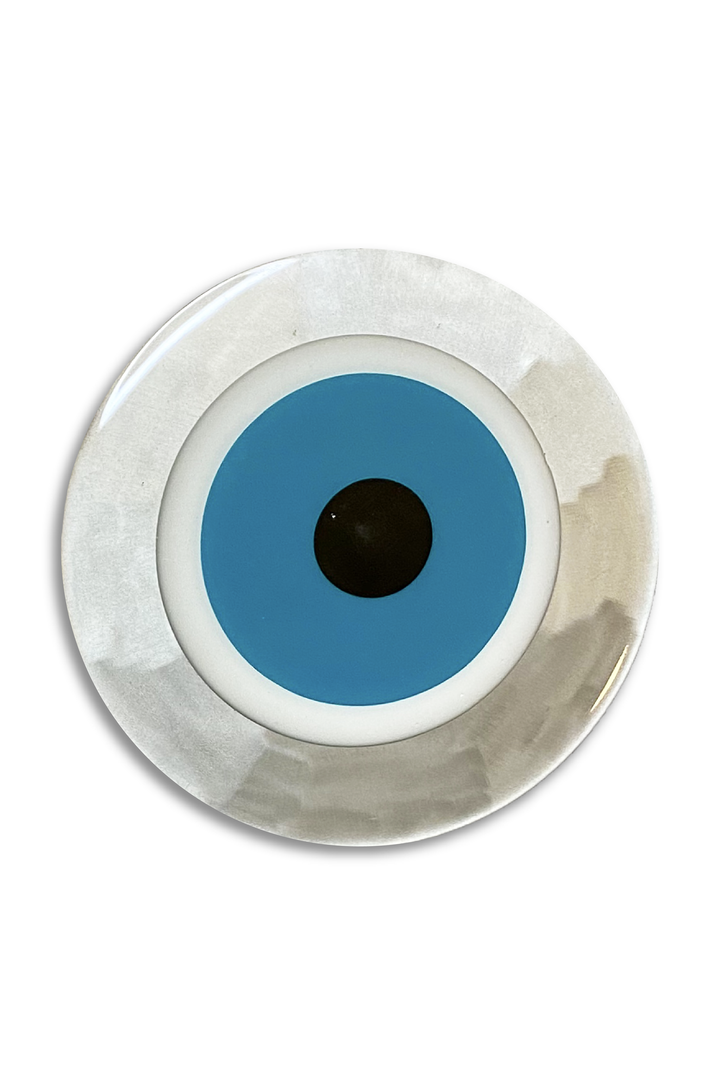 Mati Round Charm - Large Silver made by Greek brand Bord De L'eau, sold by Selini. 