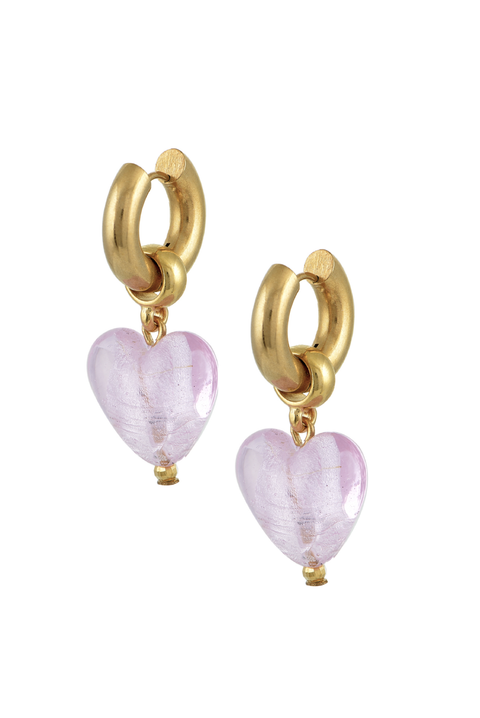 Heart of Glass Earrings in Baby Pink