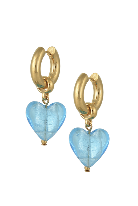 Heart of Glass Earrings in Aqua Blue