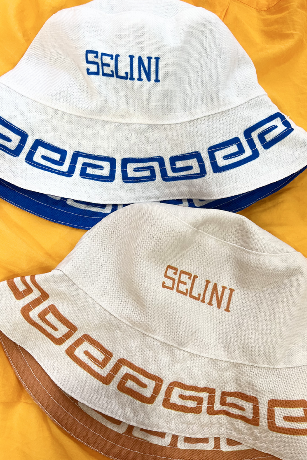 Selini Classic. Meandros Bucket Hat. Greek Design. Summer Staple. 