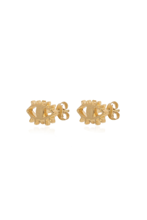Made in Greece. Gold Plated Sterling Silver. Evil Eye Earrings. Stud Earrings. 