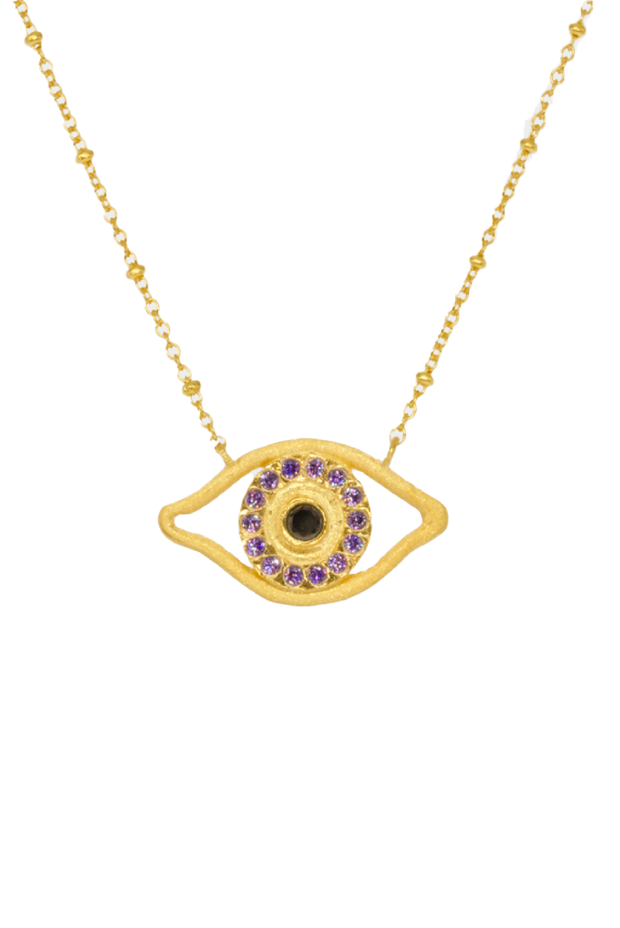 Made in Greece. Sterling Silver Plated in Gold. Evil Eye Necklace. Colorful Necklace.  