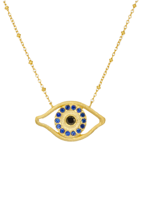 Made in Greece. Sterling Silver Plated in Gold. Evil Eye Necklace. Colorful Necklace.  