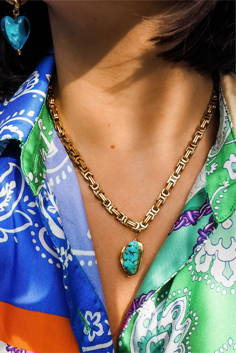 Made in Greece. 24K Plated Gold Brass. Chain Necklace. Statement Jewelry.  