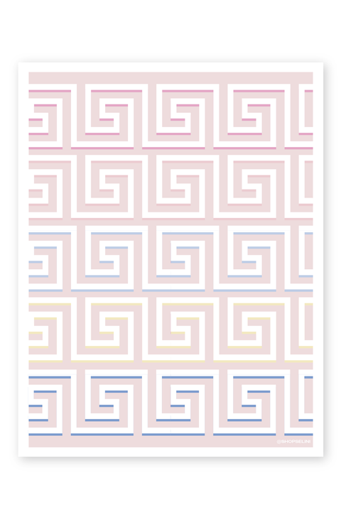 Greek Key Print | Pink