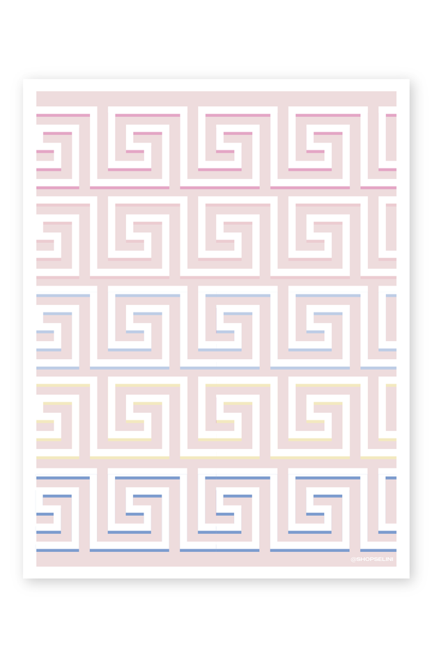 Greek Key Print | Pink