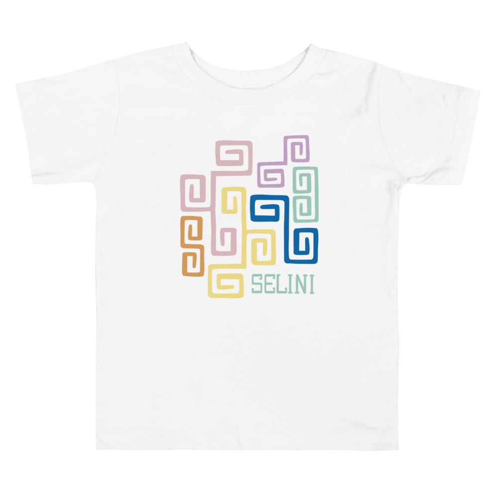 Rainbow Meandros Toddler Tee made by Greek brand, Selini.