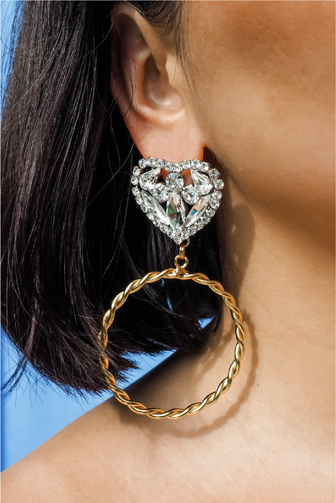 Made in Greece. Swarovski Crystals. 24K Gold Plated Brass Stud. Statement Earrings. 