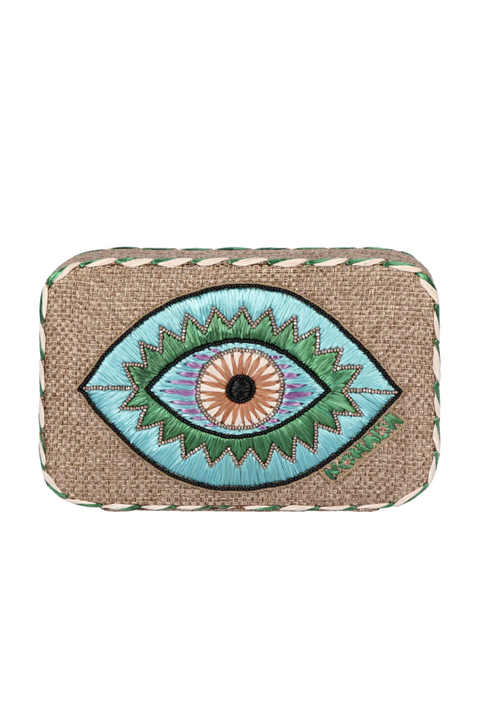 Selini Classic. Evil Eye Clutch. Greek Inspired Clutch. Inner Lining. 