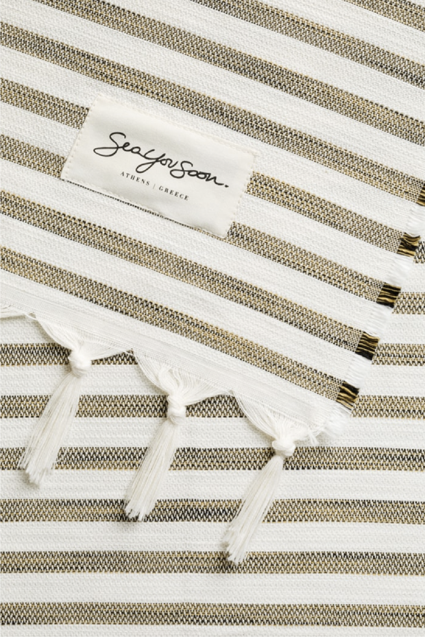 Made in Greece. 50% Cotton, 50% Tencel Fibers. Summer Beach Towel. Classic Summer Staple. 