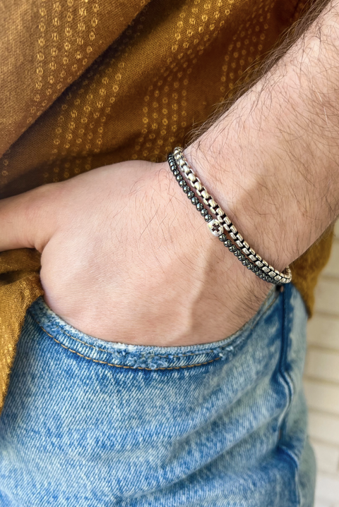 Made in Greece. Tinos Bracelet. Menswear. Classic Cross Bracelet. 