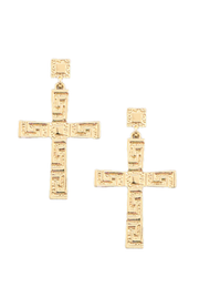 Selini Classic. Gold Plated Brass. Statement Earrings. Greek Inspired Cross Earrings. 